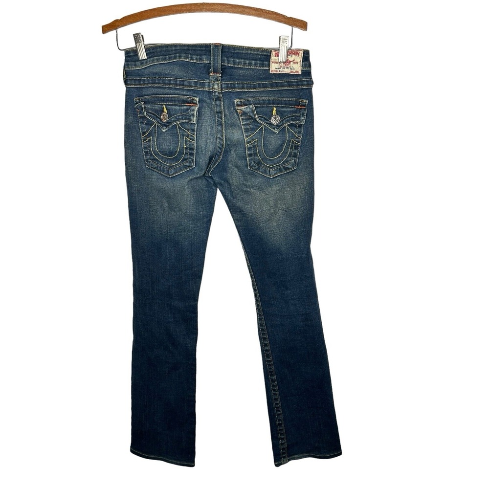 True Religion Billy Jean Women 28x31 Bootcut Blue Denim Flap Pocket Low Rise USA - Picture 1 of 2